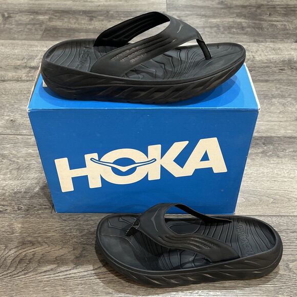 Hoka One One Other - Hoka Ora Recovery Flip Sandal Slide Black Gray - Men’s 13